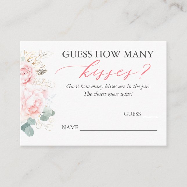 Adivina cuántas tarjetas de juego de besos (Anverso)