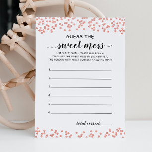 Adivina el dulce desorden Tarjeta de juego para Ba