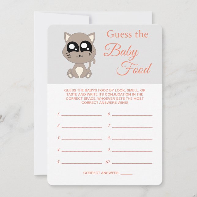 Adivina la comida para bebé, Baby Shower, tarjeta  (Anverso)