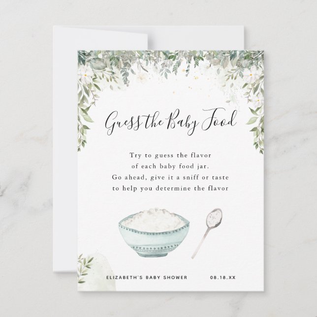 Adivina la comida para el bebé | Juego Baby Shower (Anverso)