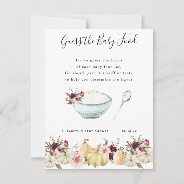 Adivina la comida para el bebé | Juego Baby Shower (Anverso)