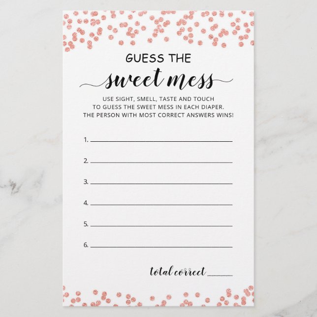 Adivina la tarjeta de fiesta Baby Shower Sweet Mes (Anverso)