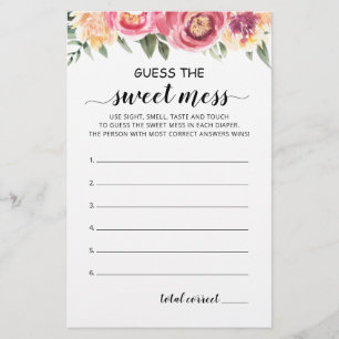 Adivina la tarjeta de fiesta Baby Shower Sweet Mes