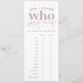 Adivina la tarjeta de juego Baby Shower de los ras