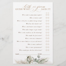 Adivina la tarjeta de juego de novias o novios