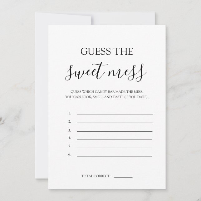 Adivina la tarjeta de juego Sweet Mess (Anverso)