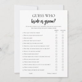 Adivina minimalista quién es la novia o la tarjeta