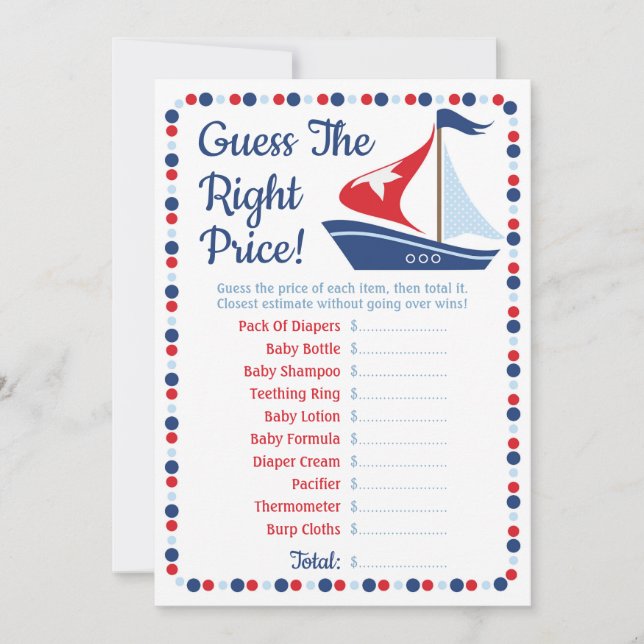 Adivina náutica sobre el precio correcto del juego (Anverso)