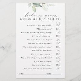 Adivina quién es la novia o el novio: tarjeta de j