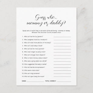 Adivina quién es la tarjeta de juego Baby Shower d