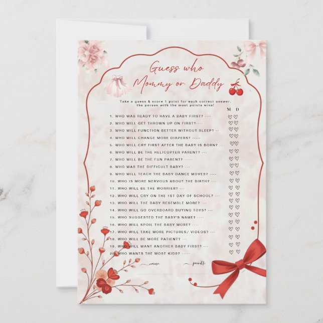 Adivina quién juega con el cerezo | Mamá o papá ro (Anverso)