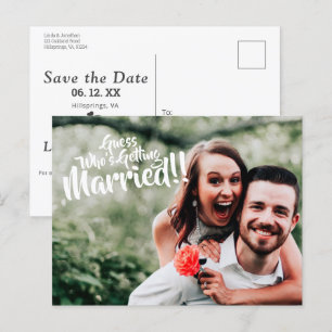 Adivina quién se está casando con la postal