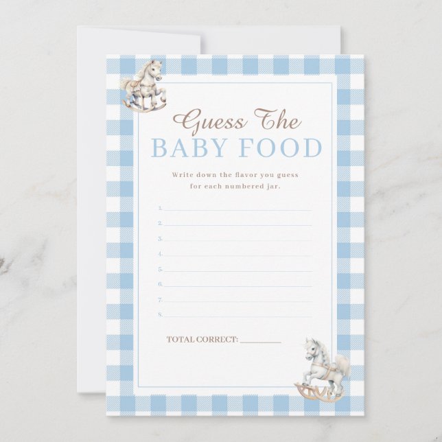 Adivina tarjeta de juego Baby Shower Baby Food Roc (Anverso)