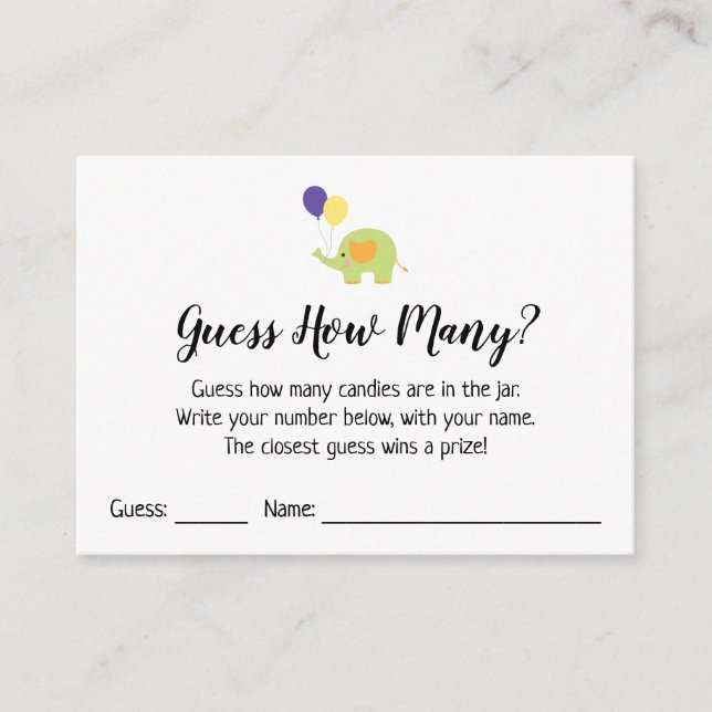 ¿Adivinan Cuántos? Tarjeta de juego blanca con ele (Anverso)