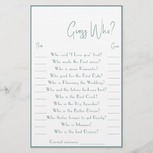 ¿Adivinan Quién? Volante de tarjeta de juego