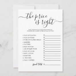 Adivinar la tarjeta de juego Baby Shower de precio