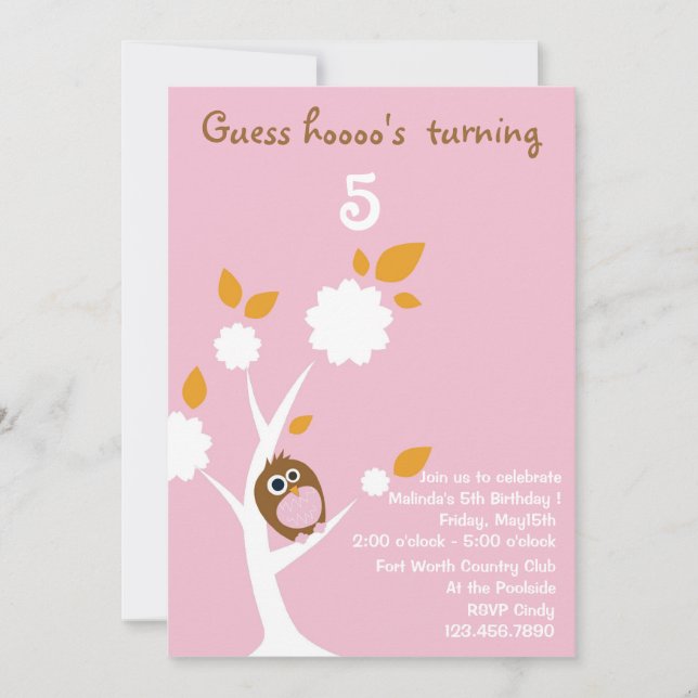 Adivinen a Hoooo...... Invitaciones para cumpleaño (Anverso)