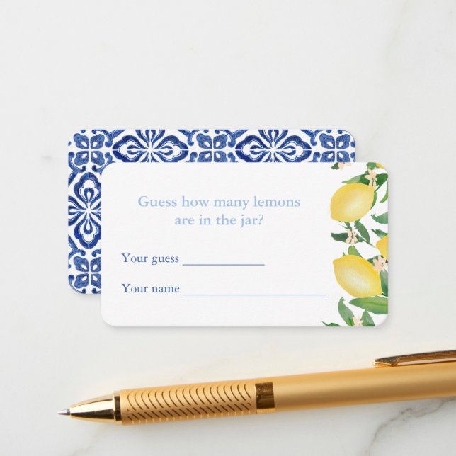 Adivinen Cuántos Lemons Wedding Ducha Tarjeta De J (Anverso/Reverso In Situ)