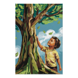 Admiración de Niño: Póster de Árbol Moderno Vibran