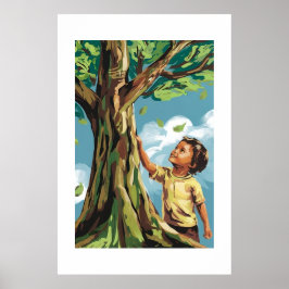 Admiración de Niño: Póster de Árbol Moderno Vibran