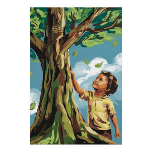 Admiración de Niño: Poster Vibrante del Árbol Mode