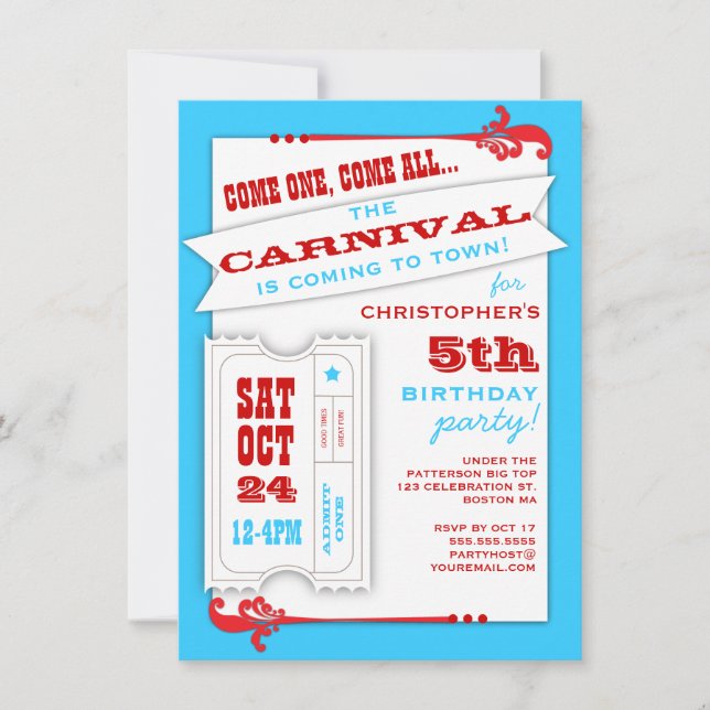 Admitir una invitación de fiesta de cumpleaños del (Anverso)