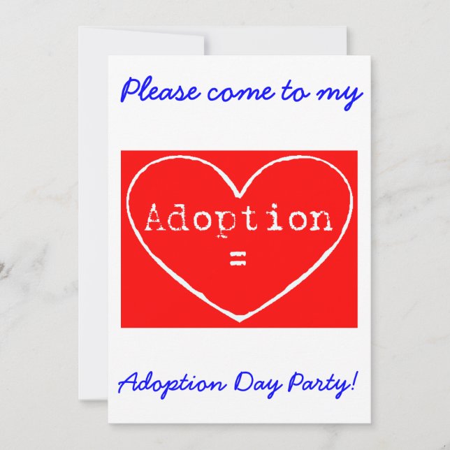Adopción = Amor Día de adopción blanco Invitación  (Anverso)
