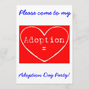 Adopción = Amor Día de adopción blanco Invitación
