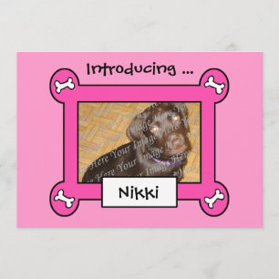 Adopción de perro o anuncio de nacimiento (rosado)