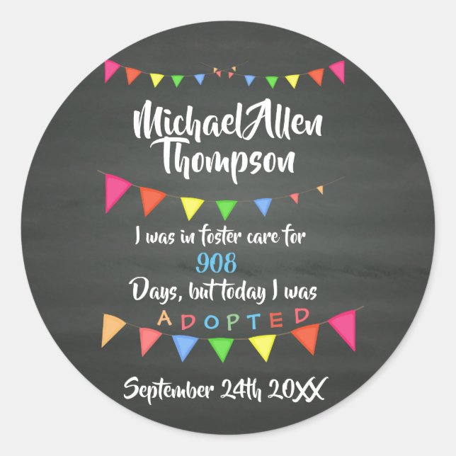 Adopción del Fiesta de Pegatinas de cuidado de niñ (Anverso)