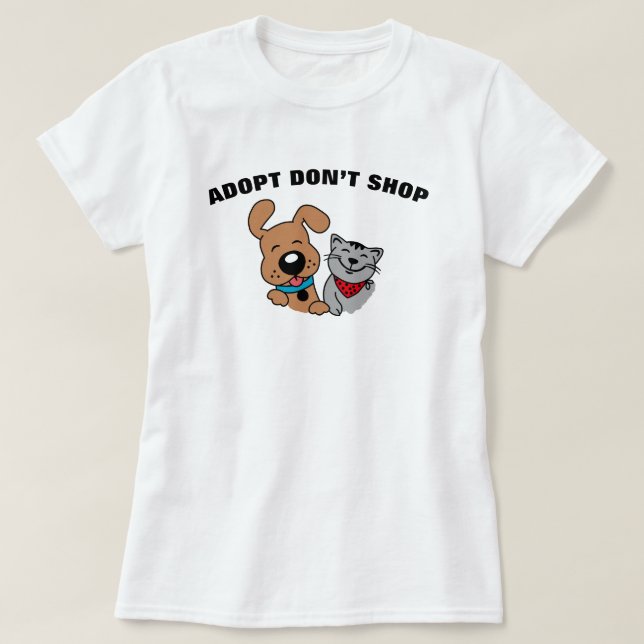 Adopta la camiseta del gato del perro (Diseño del anverso)