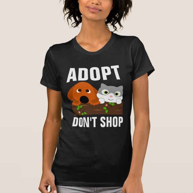 ADOPTAR NO COMPRAR, GATO Y PERRO RESCATE Camisetas (Anverso)