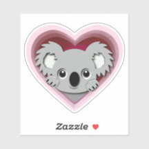 Adorable 3d Heart Koala Bear Love Pegatina