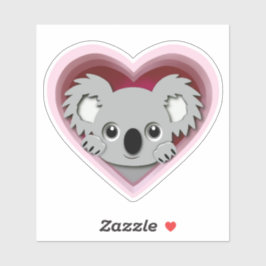 Adorable 3d Heart Koala Bear Love Pegatina