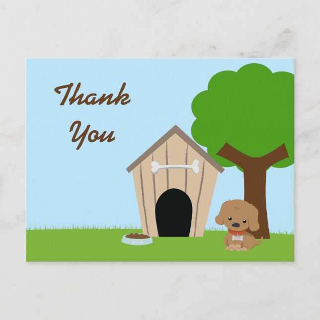 Adorable adorable casa de perros gracias postal (Anverso)