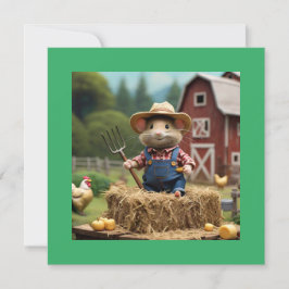 Adorable agricultor de ratones en invitación al he