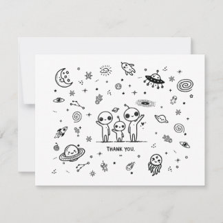 Adorable Alien Space Baby Shower Tarjeta de agrade