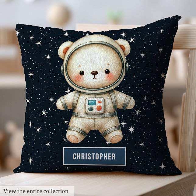 Adorable almohada astronauta de osito de peluche p (Baby Boy Decorative Pillow Astronaut Teddy Bear Art)