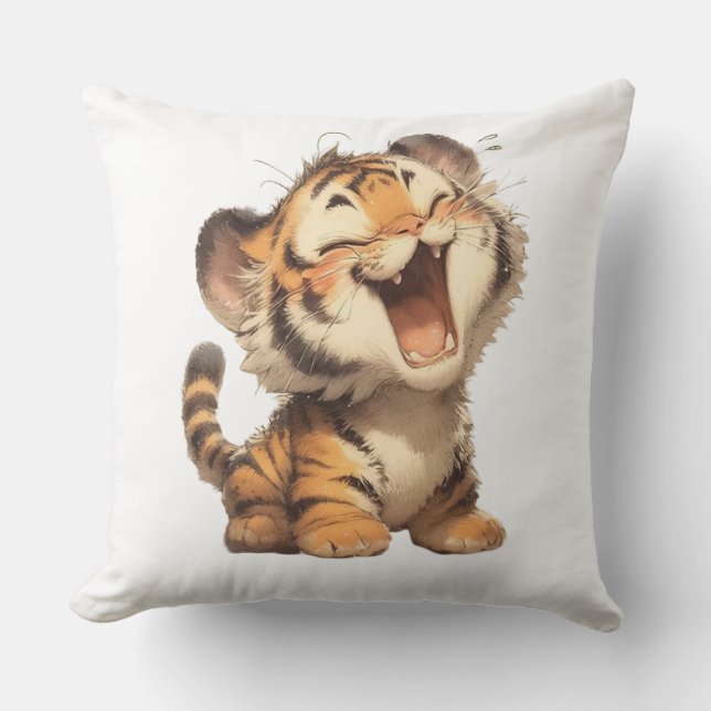 Adorable almohada de cubo de tigre para reír - Aco (Anverso)
