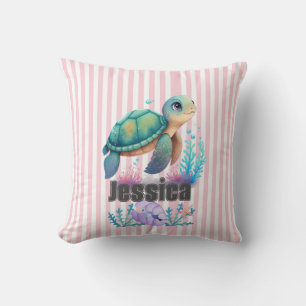 Adorable almohada personalizada de bebé de tortuga
