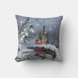 Adorable almohada vintage de Feliz Navidad con páj