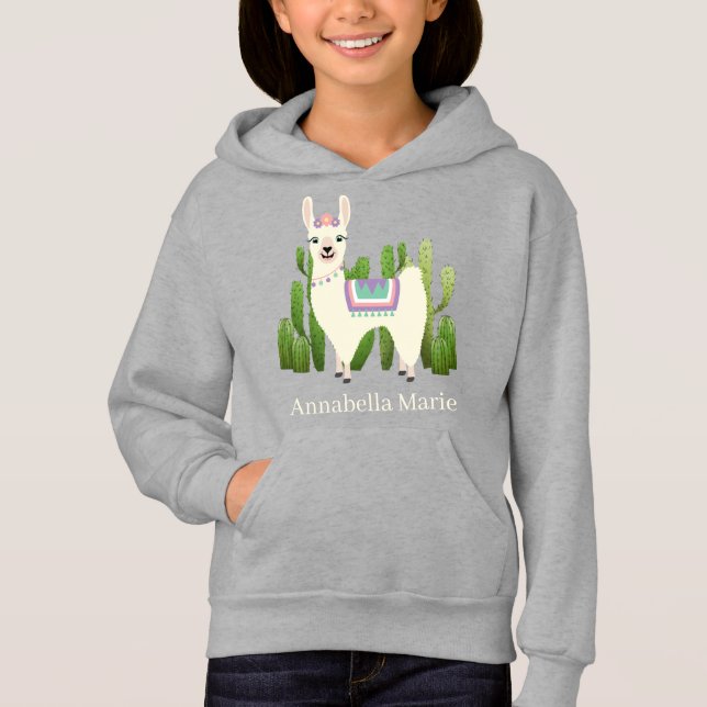 adorable amante de llama añada nombre Hoodie (Anverso)