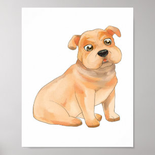 Adorable arte en la pared de Bulldog Regalo del