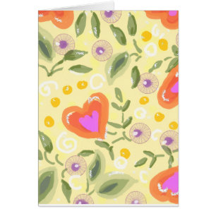 Adorable arte folclórico corazón de gratitud CARD