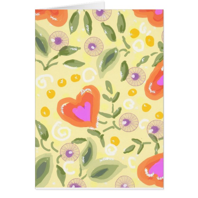 Adorable arte folclórico corazón de gratitud CARD (Frente)