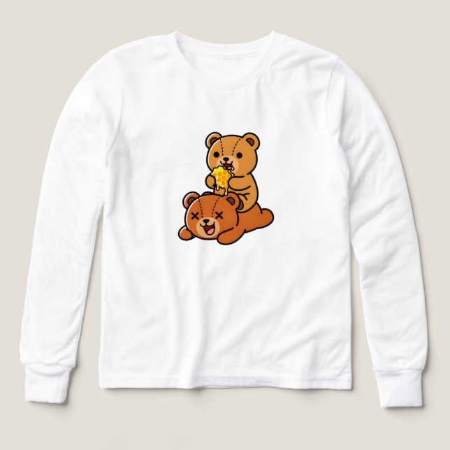 Adorable Bears Eating Sweet Honeycomb Cartoon (Diseño frontal)