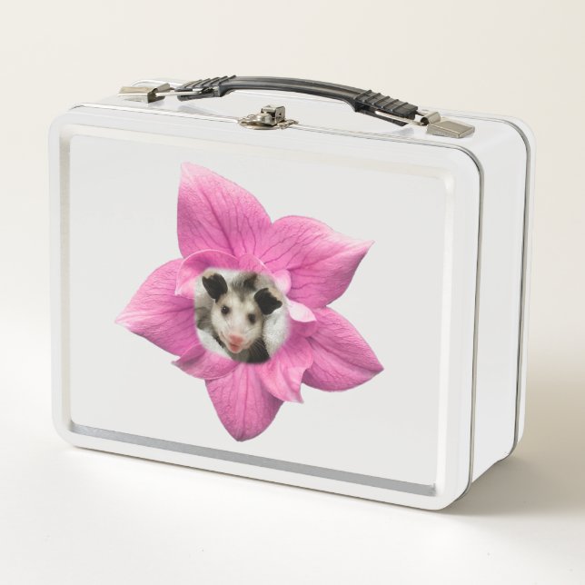 Adorable Bebé Sonriente Zarigüeya Floral (Anverso)