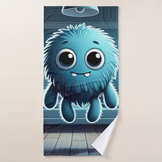 Adorable Blue Fluffy Creature (Toalla de baño)