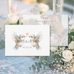 Adorable Boda Añadir tarjeta RSVP de foto