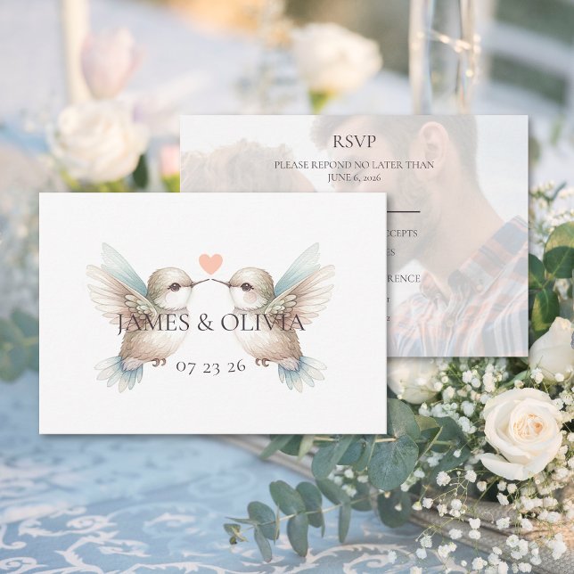 Adorable Boda Añadir tarjeta RSVP de foto (Adorable Wedding Add Photo RSVP Card (front and back))